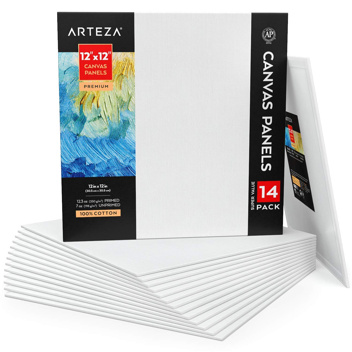 Amazon.com: Arteza Canvas Boards for Painting, Pack of 14, 12 x 12